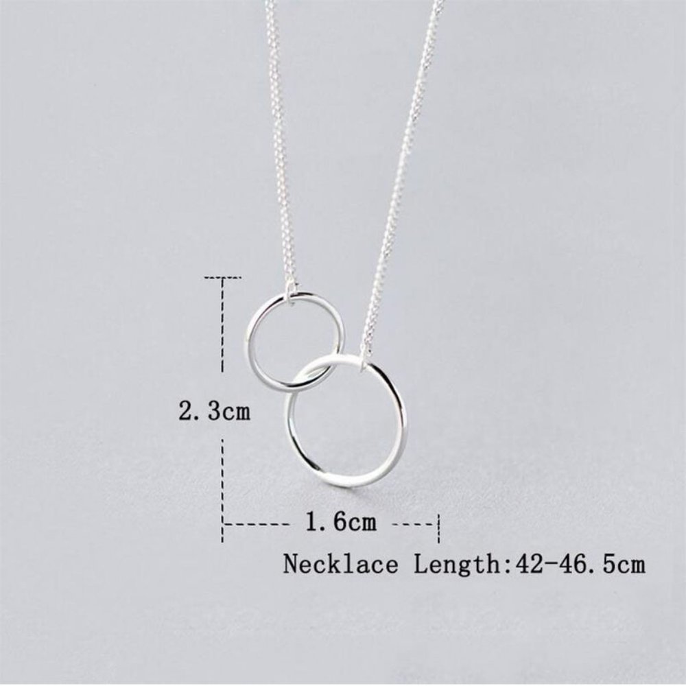 NEW Silver Simple Interlock Circle Necklace - Picture 3 of 4